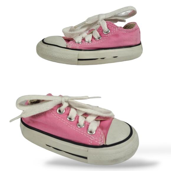 Converse Chuck Taylor Infant SZ 4 Pink White Low Top All Star Shoes Sneakers - Picture 1 of 8